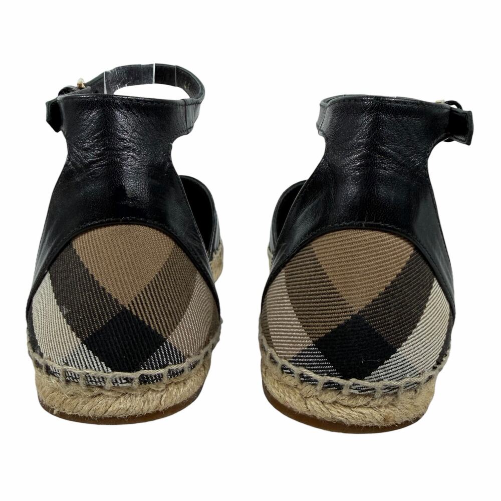 Burberry Abbington Nova Check Ankle Strap Espadrille Flats Black Size 41 - Picture 10 of 14